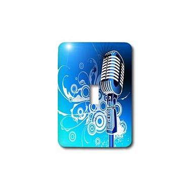 Imagem de 3dRose LLC lsp_100490_1 Microfone N Scrolls in Blue Aqua N Silver Single Toggle Switch