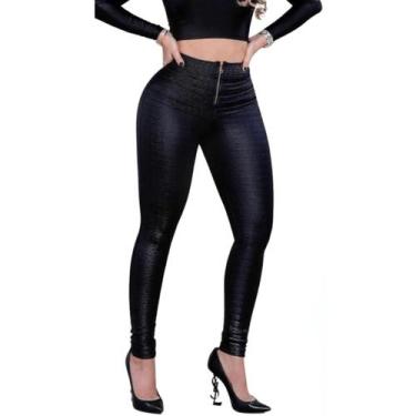 Imagem de Calça Legging Cirre Empina Bumbum Zíper Brilho Molhado - WM, Preto, G