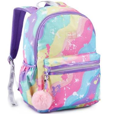 Imagem de Mochila de Costas Escolar Juvenil P/ Meninas Estampa Colorida Reforçad