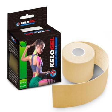 Imagem de Taping adesivo fisioterapia muscular kelogel premium 5un, Bege