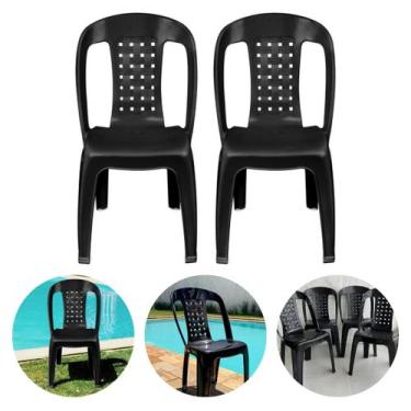 Imagem de KIT 2 CADEIRA BISTRÔ PRETA DE PLÁSTICO ATÉ 154Kg - ca.vmptcs - Arqplas