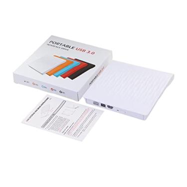 Imagem de Leitor de DVD Unidade externa de CD DVD USB 3.0 Tipo C Portátil Ultra Slim CD DVD Rewriter Gravador Gravador Disco Óptico Mini Dv Player (Cor: Branco)