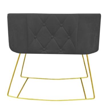 Imagem de Mini Berço Aconchego Com Balanço Suede Grafite D`classe Decor