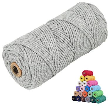 Imagem de KMALADO Cordão De Macramê Natural 3 Mm X 109 Jardas, Algodão Colorido 2 Mm/3 Mm/4 Mm/5 Mm/6 Mm, Fio Torcido, Suprimentos Para Artesanato Macio (Cinza, Jardas)