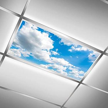 Imagem de BIROSVSY Capas De Luz Fluorescente Para Salas Aula E Escritórios Eliminam O Brilho Intenso Que Causa Fadiga Ocular Dores Cabeça. Decoração Teto Ambientes Internos Escolas - Céu Azul, Nuvens Brancas