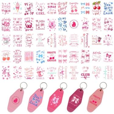 Imagem de GOMAKERER 22 folhas de adesivos UV DTF para chaveiro de motel, citação inspiradora, adesivos de transferência UV DTF para chaveiro de hotel de acrílico cartão