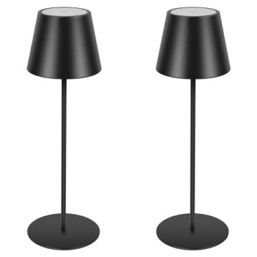 Imagem de sunzone Luminária De Mesa Sem Fio Recarregável, Preta, Com Bateria 4000 Mah, Led, 3 Cores, Ajuste Suave, Para Quarto, Jantar Casal, Mesa, Café, Sala Jantar, Terraço