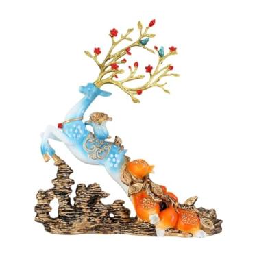 Imagem de Fenteer Estátua da estátua de tábua Ornamento de vinho rack de vinhos Decorativa Prosperidade Escultura para Entrada de entrada da prateleira Presente de, Azul