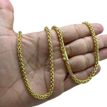 Imagem de Corrente Peruano 5mm Fecho Canhão Luxo Banhado a Ouro 18k - ToJoia18k