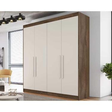 Imagem de Guarda Roupa Solteiro 4 Portas e 3 Gavetas Nantes Brauna-Ipe/Off White - Europa