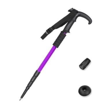 Imagem de TOPFROP Bastão de caminhada de alumínio regulável, portátil, ergonômico, com cabo curvado, bastões de trekking para caminhadas e atividades ao ar livre