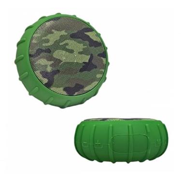 Imagem de Caixa de Som Bluetooth Portátil, 10W RMS, À Prova D'água IPX4, TWS, Bateria 1200mAh, 13,5 cm (Camuflado Verde)