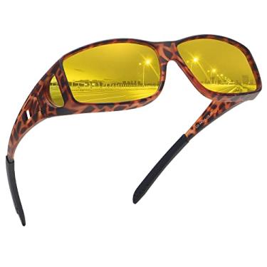 Imagem de MEETSUN Óculos de sol Fit Over para homens e mulheres, óculos de sol polarizados com proteção UV400, Lente de visão noturna com armação leopardo fosca (Z1), standard