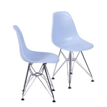 Imagem de Kit 2 Cadeiras Boxbit Dkr Eames Base Cromada Azul