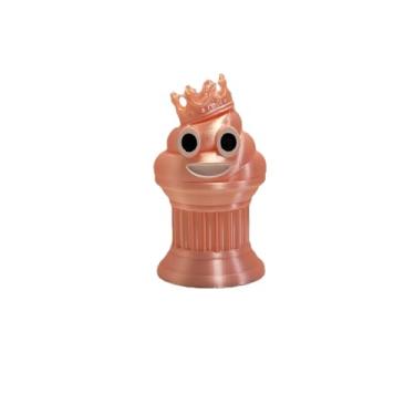 Imagem de Znet3D Troféu Emoji Jr King Poop - Prêmio ou presente perfeito - 10 cm de altura - com um emoji de cocô sólido com uma coroa em um pilar de coluna com olhos brancos e pretos e sorriso branco (rosa
