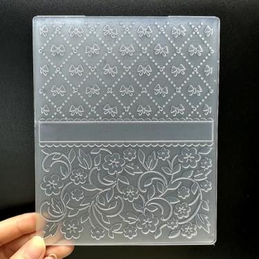 Imagem de Pasta de plástico em relevo 3D arco e textura de flores pequenas 4,7 x 5,91 polegadas para fazer cartões, faça você mesmo, scrapbooking, papel, artesanato, artesanato, scrapbook, arte, suprimentos