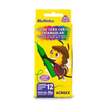 Imagem de Giz de Cera Curto Triangular Acrilex 12 Cores 45g