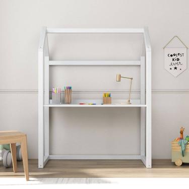 Imagem de Escrivaninha Infantil Tampo Regulável Montessoriana Madeira Branco Tina