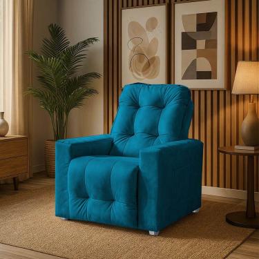 Imagem de Poltrona Cadeira Vitória Papai E Mamãe Com Encosto Macio Para Sala De Descanso Turquesa