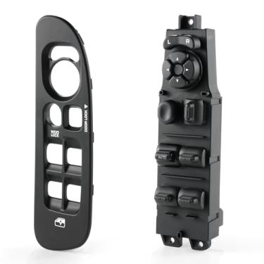 Imagem de Amiss Interruptor de janela elétrica, compatível com Dodge Ram 1500 2500 3500, 2001-2004, Dodge Dakota 2002-2010, interruptor mestre do lado do motorista com painel preto, substitui OEM 56049805AB