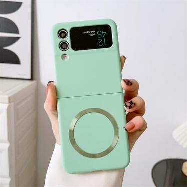 Imagem de Capa líquida luxuosa para PC para Samsung Galaxy Z Flip 3 4 5 5G Z Flip5 Zflip4 Fold 5 Capa magnética de carga sem fio, verde claro, para Samsung Z Flip 5