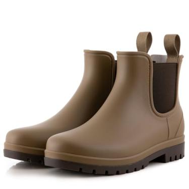 Imagem de planone Botas de chuva curtas femininas ortopédicas de largura larga modernas à prova d'água Chelsea para uso ao ar livre, sapatos de jardim, botas de tornozelo para mulheres, antiderrapante, para