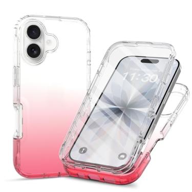 Imagem de Capa transparente de proteção total de 360° com protetor de tela integrado para iPhone 17, capa fina de TPU e PC, bordas elevadas, aderência antiderrapante, design de camada dupla à prova de choque