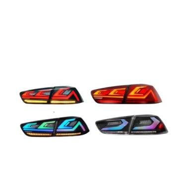 Imagem de 2PCs Conjunto de luz traseira de carro compatível com Mitsubishi Lancer EVO-X 2008-18 Luz de freio LED dinâmica Luz traseira de LED para carro Peças de ajuste(D RGB V2)