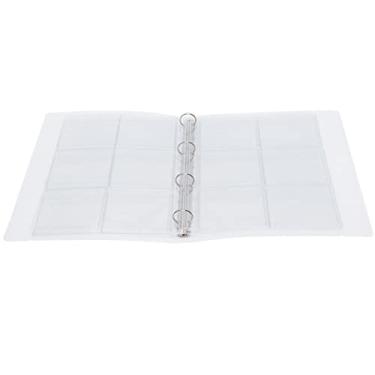 Imagem de Pasta organizadora de fotos transparente para armazenamento de crachás e anéis perfurados, 6 páginas (capa + 6 furos de páginas internas, 6 peças)