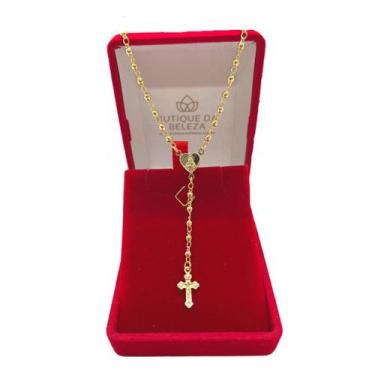 Imagem de Colar Folheado A Ouro Terço 45Cm Sagrado Coração Semijoias - Butique D