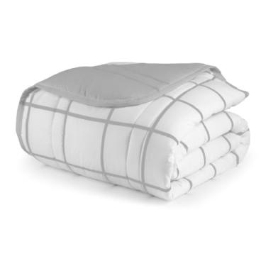 Imagem de Edredom Casal Queen 2.40x2.20 Micropercal 200 Fios (01 Peça) (GRID BRA/CINZA FUNDO CINZA)