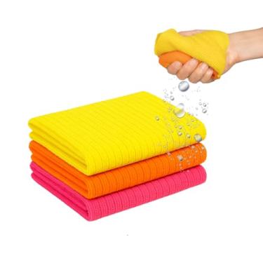 Imagem de Pano de Limpeza Microfibra Kit Com 3 unidades Limpeza Para Cozinha Pia Multiuso Pano Para Limpar Vidros, Carro 3 Panos de Microfibra Reutilizavel Não Risca Cores Sortidas 30x30