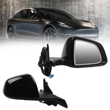 Imagem de Dasbecan Espelho retrovisor lateral compatível com 2020-2024 Tesla Model Y vidro antirreflexo com memória espelhada aquecida lado direito do passageiro dobrável #1495588-00-G 149558800G (13 pinos