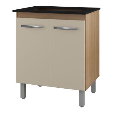 Imagem de Balcão Para Cooktop Jady 70cm 02 Portas Com Tampo Recortado Savana Off White - Desk Design