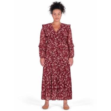 Imagem de City Chic Vestido feminino plus size para coquetel - Arielle Maxi, Floral vermelho, 54