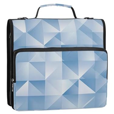 Imagem de Wassud Fichário azul claro com zíper com 3 anéis com alça de ombro e alça de vários bolsos expansível organizador de pasta de arquivo