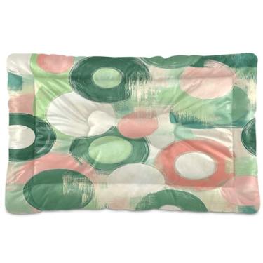 Imagem de Wassud Cama de cachorro Green Circles Outdoor para cães pequenos, lavável, impermeável, para viagem, tapete portátil para gatos com fundo antiderrapante para ambientes internos e para dormir 45 x 61