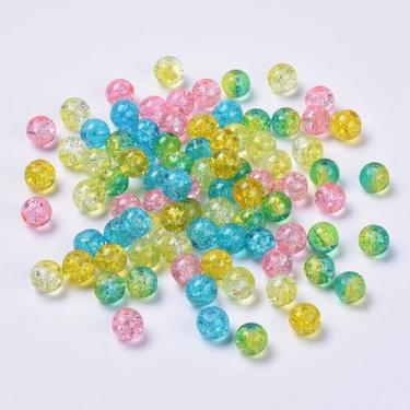 Imagem de 200 peças de contas de vidro rachadas de 8 mm contas de cristal contas redondas espaçadoras soltas para pulseira de amizade faça você mesmo, brincos, colares, joias, artesanato, suprimentos de cores