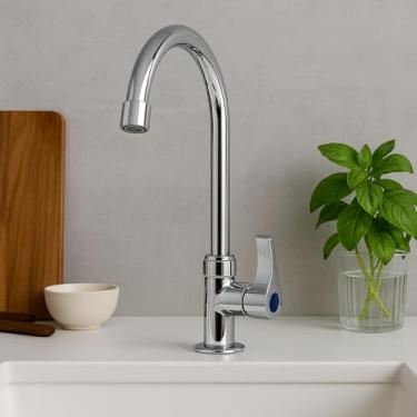 Imagem de Torneira Gourmet Cozinha Pia Bancada Classica Luxo Alta Movel Curvada Fria Cromada