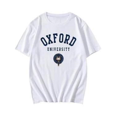 Imagem de Camiseta Unissex Estampada Da Universidade De Oxford, Verão, Manga Cur