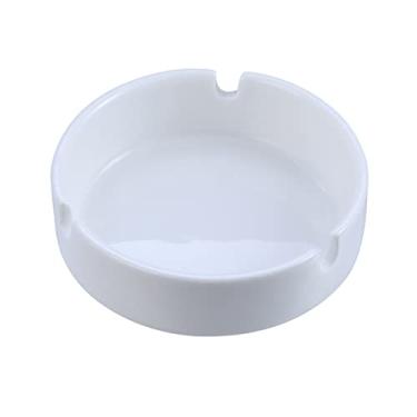 Imagem de Cinzeiro redondo de cerâmica cinzeiro comercial bar cinzeiro branco simples cinzeiro doméstico quarto sala de estar cozinha cigarro cinzeiro (tamanho: CH) ()