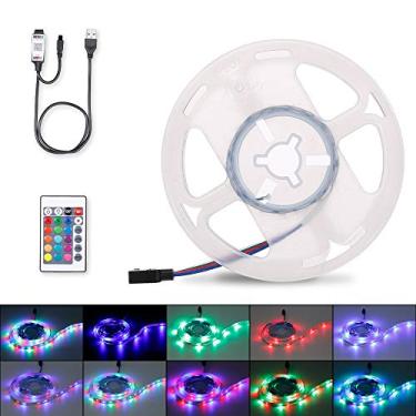 Imagem de Luzes de Fita LED RGB com Cor Ajustável e Controle Remoto para TVs PCs Quarto Cozinha Decoração Árvores