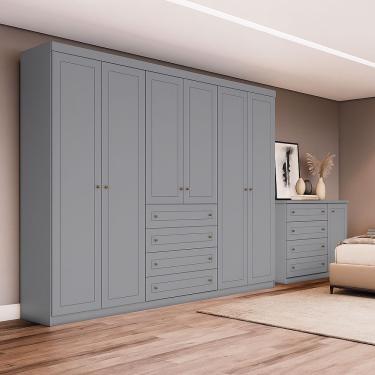 Imagem de Conjunto Quarto Henn Americana 2 Peças 7 Portas 8 Gavetas Cinza