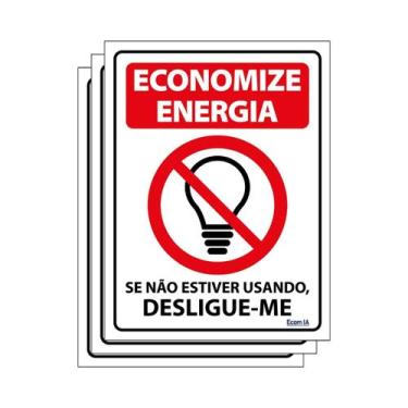Imagem de Combo 3 Placas De Sinalização Economize Energia Se Não Estiver Usando,