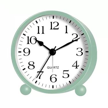 Imagem de x3anggyt5 Despertador para quarto, redondo, silencioso, analógico, sem tique-taque, com luz noturna, operado por bateria, conjunto fácil, para mesa, quarto e decoração de casa relógio de mesa (verde)