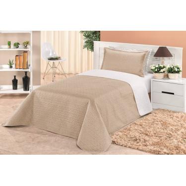 Imagem de Cobre Leito Dupla Face Solteiro Clara 02 Peças - Branco/Cáqui