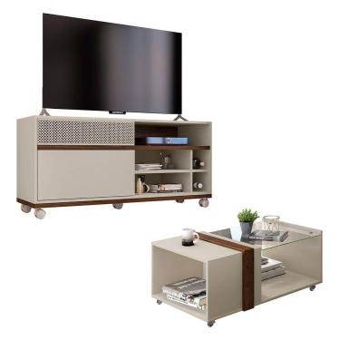 Imagem de Conjunto Sala De Estar Kit Rack Slide Com Mesa Caemmun