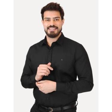 Imagem de Camisa Calvin Klein Jeans Masculina Regular Plain Grey CK Logo Preta-Masculino