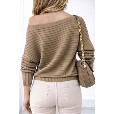 Imagem de Blusa de Frio Feminina Oversized Manga Morcego Gola Ampla Soltinha Tri