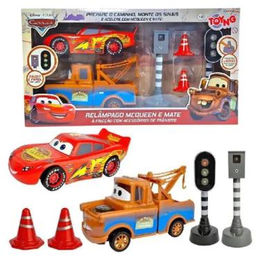Imagem de Kit Carros McQueen E Mate C/ Acessórios De Trânsito Disney Carros - To